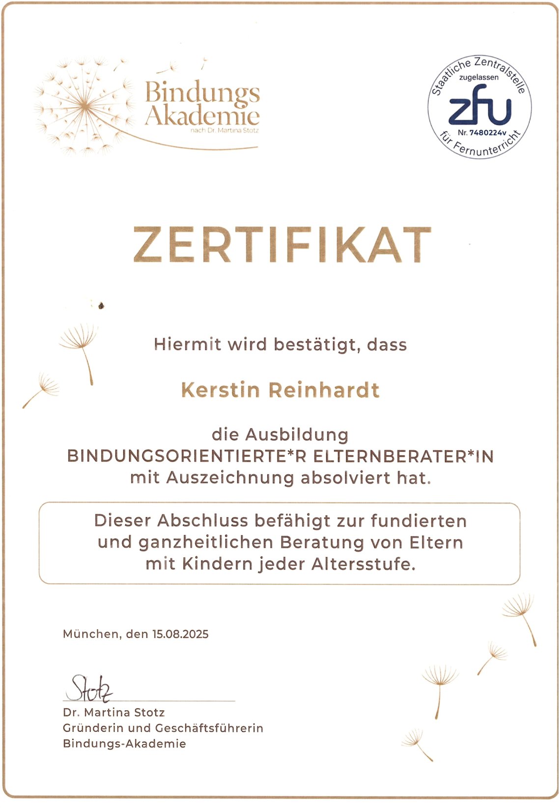 Zertifikat BA Zertifikat BA